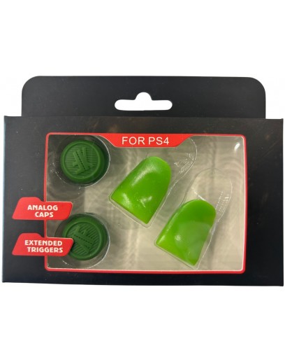 Насадки на стики + триггеры Simple Trigger Set (Green) (PS4) 