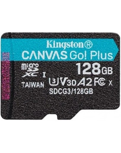 Карта памяти Kingston Canvas Go! Plus microSDXC 128 ГБ Class 10, V30, A2, UHS-I U3, R/W 170/90 МБ/с 