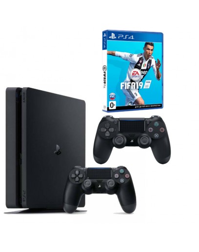 Игровая приставка Sony PlayStation 4 Slim 1 ТБ (Black) + DualShock 4 + FIFA 19 