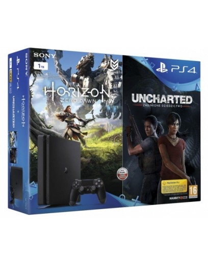 Игровая приставка Sony PlayStation 4 Slim 1 ТБ (Black) Uncharted: Утраченное наследие + Horizon 