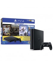 Игровая приставка Sony PlayStation 4 Slim 1 ТБ + GTA 5 + Жизнь после + Horizon + Fortnite + PSN