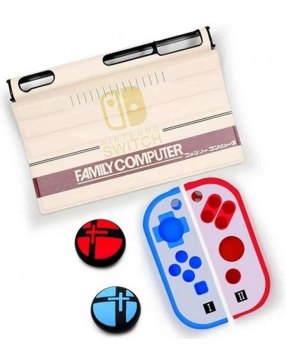 Чехол-шторка на экран + силиконовый чехол для Joy-Con + накладки на стики (Family Computer) (GNS-102) (Nintendo Switch) 