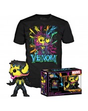 Набор Фигурка+Футболка Funko POP and Tee: Marvel: Venom: Eddie Brock Black Light (L) 56271