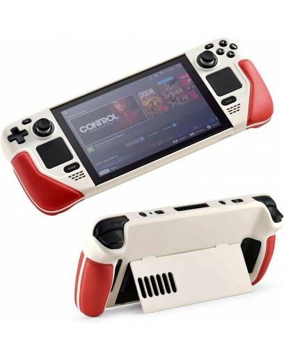 Защитный чехол с подставкой Console Case для Valve Steam Deck, бежевый/красный 