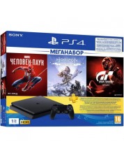 Игровая приставка Sony PlayStation 4 Slim 1 ТБ + Marvel's Spider-Man + Horizon: Zero Dawn + GT Sport