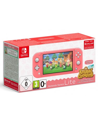 Игровая приставка Nintendo Switch Lite (кораллово-розовый) + код загрузки Animal Crossing + NSO (3 месяца) 