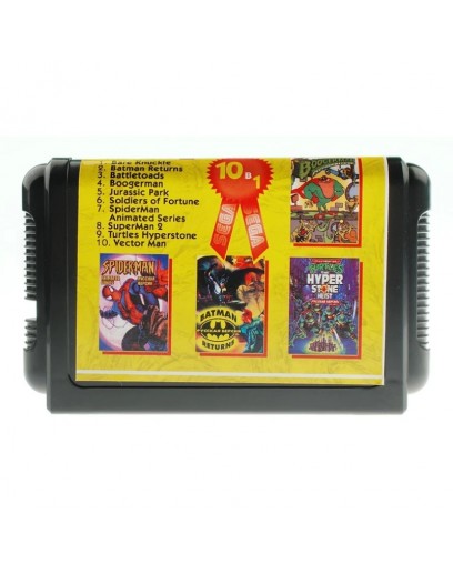 Игровой картридж для Sega Сборник 10 в 1 (русская версия) (BareKn+BatmanR+...) 