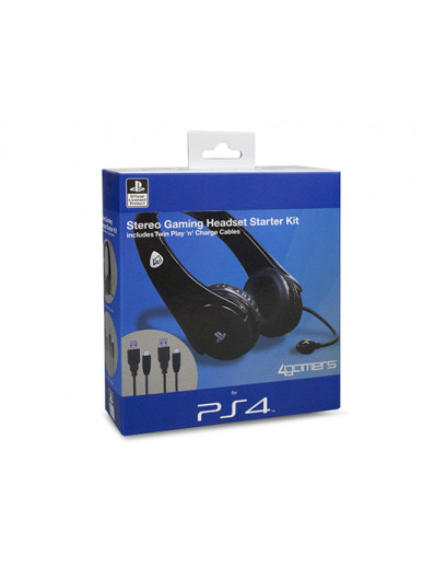 4gamers Комплект Stereo Gaming Heatset Starter Kit (гарнитура стерео + двойной кабель) (PS4) 